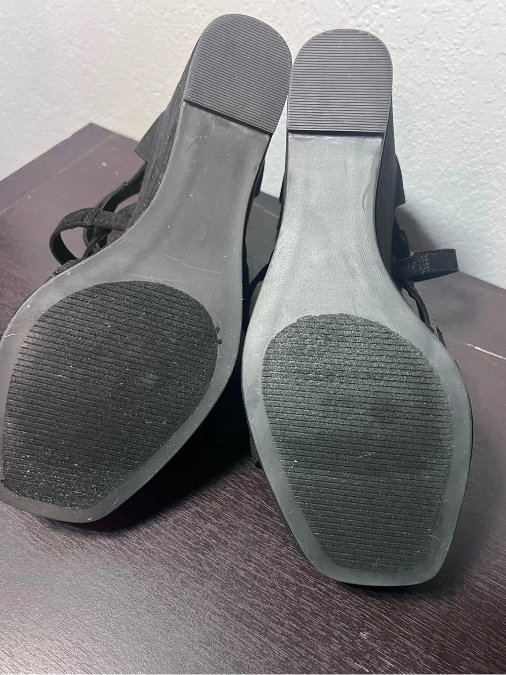 Torrid Black Strappy Square Toe Wedge Size 10 WWW